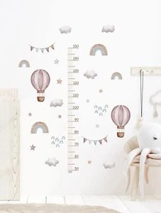 Maßband Wandtattoos Kinder Zimmer - Regenbogen Heißluftballon Messlatte - Bild 1 von 1