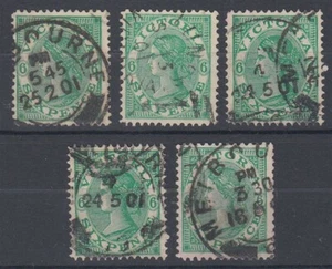 AUSTRALIA VICTORIA 1901 6d. EMERALD WITHOUT POSTAGE (x5) (ID:131/D34503) - Picture 1 of 1