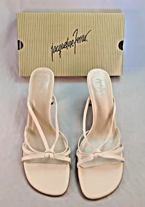 New Jacqueline Ferrar Women's Bone Slip On Strappy Heel Sandals Size 9 1/2 M - Picture 1 of 9