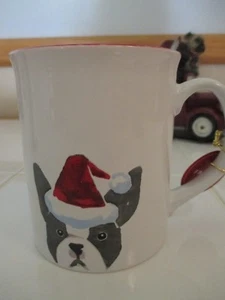 Christmas Holidays "I LOVE MY BOSTON TERRIER" Mug/Cup-w/Red Interior and Picture - Picture 1 of 2