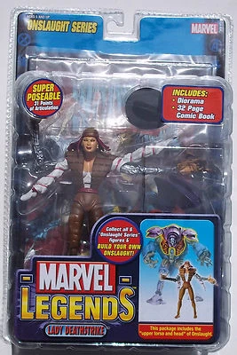 Lady Deathstrike de Marvel Legends. Figura de acción serie Onslaught. Con cómic Foto 1 de 2