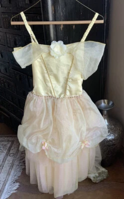 DISNEY STORE PRINCESA BELLE NIÑOS VESTIDO AMARILLO TUL Amarillo VESTIDO DISFRAZ 9/10 Foto 1 de 4