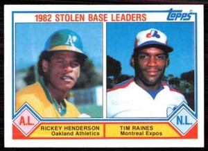 1983 Topps 1982 Stolen Base Leaders - Rickey Henderson/Tim Raines Oakland