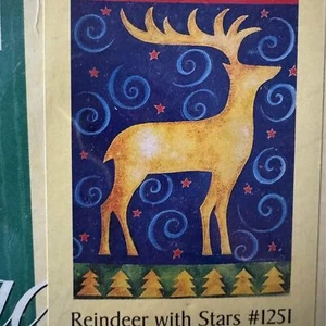 Bandiera natalizia natalizia da esterno 24x36 renna con stelle - Foto 1 di 3
