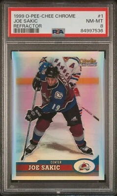 1999 O-Pee-Chee Chrome Refractor #1 Joe Sakic Avalanche PSA 8 POP 2 Highest HOF - Image 1 of 2