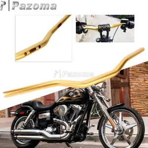 For Harley Dyna Fat Bob FXDF Wide Glide FXDWG 1-1/4 '' Handlebar Drag Bar Gold - Picture 1 of 9