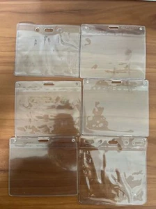 6 Horizontal ID Card Tag Badge Clear Plastic Holders - Picture 1 of 1