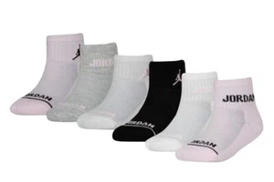 Nike Girls Jordan 6 Pack Cushioned Ankle Socks White Size Medium 5Y-7Y Shoe NEW! - Picture 1 of 3