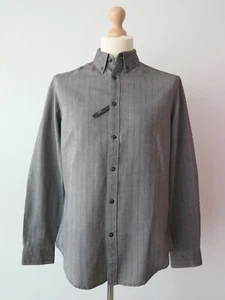 G-STAR RAW CORRECT New BTD Shirt Wels Dobby Stripe Gray Slim Fit Men's Size M - Picture 1 of 8