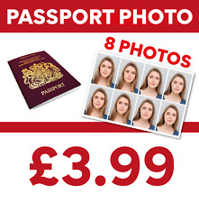 Passport Photo Prints - 8 Official UK Sized Visa Photos 45x35mm - Photo prints