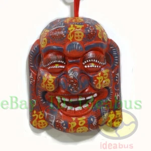 Chinese Art Wood Hand Carved Painted NUO MASK Walldecor - Happy Buddha 7.7"tall - Picture 1 of 12