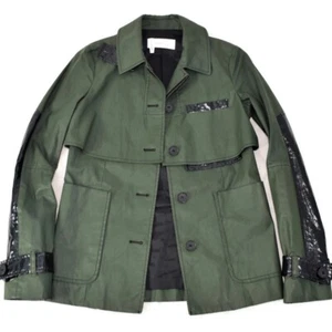 Derek Lam 10 Crosby Utility Jacke Designer Trenchcoat Knöpfe Army Grün 0 - Bild 1 von 16