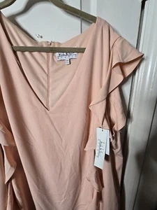 Nicole Miller Pink Sleeveless Ruffle Side Flounce Hem Dress -24W -NWT - Picture 1 of 3