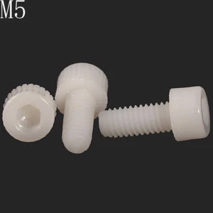 Viti metriche M5 x 0,8 mm bianche plastica nylon testa bussola tappi DIN 912 grossolane - Foto 1 di 4