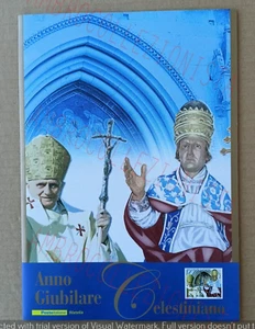 Folder Francobolli "Anno Giubilare Celestiano" del 2010 + Lamina Argento - Picture 1 of 2