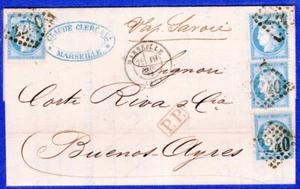 FRANCE, 1873, COVER TO ARGENTINA, VF - Picture 1 of 1