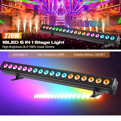 270W 18 LED Wall Washer Licht RGBWAUV Bar DMX DJ Disco Geburtstag Partylicht - Bild 1 von 4