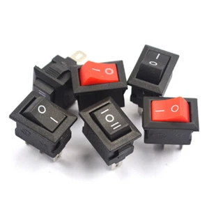 2/3Pin Mini Rectangle Rocker Switch ON/OFF 16A 250V Red White Black Boat 10×15mm - Picture 1 of 11