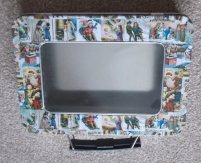 Suitcase Shape Tin Metal Box Storage with Handle, Hinged Lid and Clear Front - Image 1 of 4