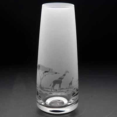 Giraffe Glass Bud Vase - Hand Etched/Engraved Gift - Image 1 of 4