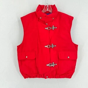 Vintage Polo Ralph Lauren Fireman Clasp Down Puffer Vest Mens Medium Red 90s - Picture 1 of 11