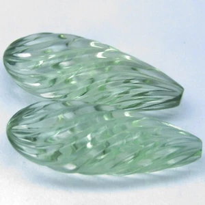 Precioso par de briolette tallado de amatista verde natural (prasiolita) 38,32 quilates - Imagen 1 de 6