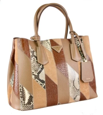 EXKLUSIVE PRADA TASCHE HANDTASCHE 1BG775 PYTHON + KROKO + SAFFIANO NEU - Bild 1 von 4