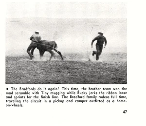 Bradford Brothers Rodeo Steer Mugging Ribbon Event 4 x 3.5" Vtg Magazine Cutout - Picture 1 of 1
