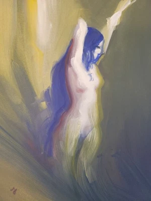 J M Johnson - Figura femenina desnuda abstracta contemporánea original arte gouache Foto 1 de 4