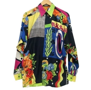 GIANNI VERSACE Herren Langarm Hemd Mehrfarbig Größe 46 Aus Japan Authentic - Bild 1 von 7