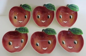6 Stk. PY Anthropomorphe Apfelgesicht Dessertschalen Japan - Bild 1 von 8