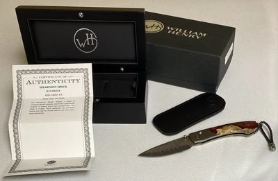 William Henry B12 Shock Knife -6/24/20 Spearpoint Copper Wave Damascus Blade NEW - Image 1 of 4