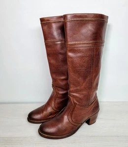 Frye 77230 Jane Stitch Riding Boots Redwood Leather Western Women's Size 7 B - Picture 1 of 9