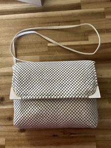 Rare Small Clutch Bag White Mesh Purse BUENO 8x6.5” - Picture 1 of 5