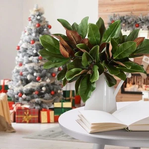 4 Pcs Magnolia Artificial Leaves Branches 22 Inch 3D Real Touch Magnolia Pick... - Picture 1 of 6