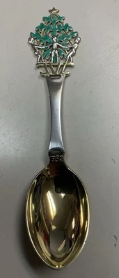 Danish Gilded Christmas Spoon 1932 A. Michelsen Sterling Silver Enameled 47.5 Gr - Image 1 of 4