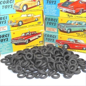 Corgi Toys 15mm Treaded Black Tires 1950/60's Sedan & Light Truck Tyres Y011 - Picture 1 of 9
