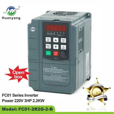 Huanyang VFD 220V 3HP 2.2KW Variable Frequency Drive Inverter CNC Spindle Motor - Image 1 of 4