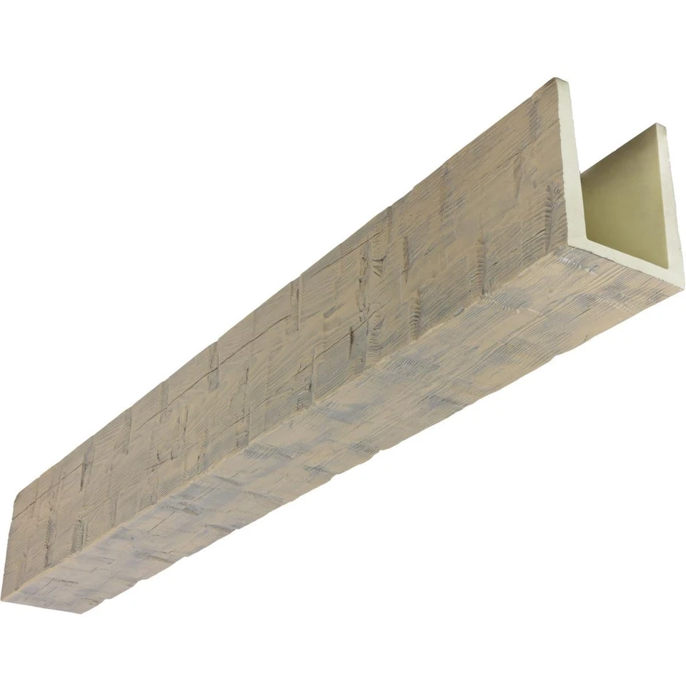 Viga de madera sintética de corte con hacha recuperada Heritage Timber, 3 lados (viga en U), 3 1/2" de ancho... Foto 1 de 4