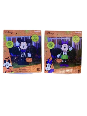 Gemmy Disney Halloween Mickey Mouse & Minnie Mouse Skeleton Inflatables 3.5 ft - Image 1 of 4