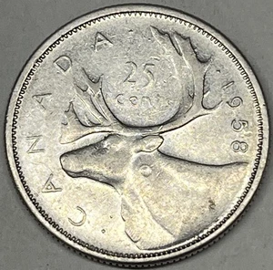 1958 Canada 25 Cents Silver Quarter. Very Nice Example.   Free Shipping !! - Picture 1 of 4