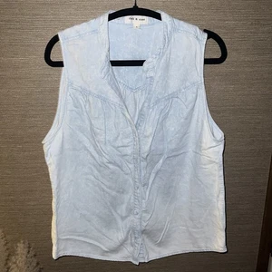 Cloth & Stone Sleeveless Button Front Soft Denim Top Women's Large - Picture 1 of 5