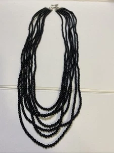 Cascading Boho Necklace Multi Strand Seed Bead 28” Acrylic - Picture 1 of 3