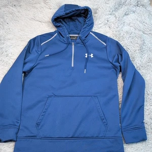 Under Armour Sweatshirt Mens M Blue Hoodie Pocket Loose Athletic Active Coldgear - Picture 1 of 9