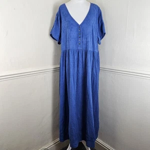 Poetry blaues komplett besticktes Midikleid leicht UK 18 100% Baumwolle - Bild 1 von 16