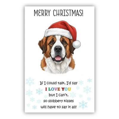 St Bernard Dog Christmas Card. Dog Lovers Card From the Dog to Mum, Dad, Groomer - Image 1 of 4
