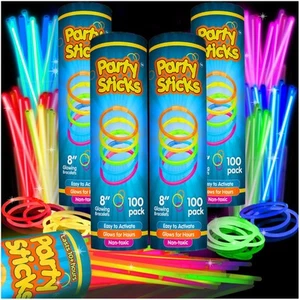 Glow Sticks Party Supplies 400pk - 8 Inch Glow in The Dark Light Up Sticks Pa... - Picture 1 of 6