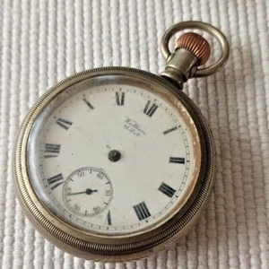 BIG 57MM WALTHAM RAILROAD NICKEL CASE AMERICAN POCKET WATCH FOR REPAIR PARTS - Picture 1 of 5