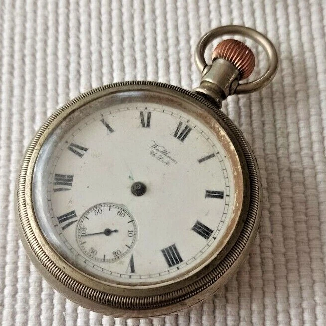 BIG 57MM WALTHAM RAILROAD NICKEL CASE AMERICAN POCKET WATCH FOR REPAIR PARTS - Image 1 of 4