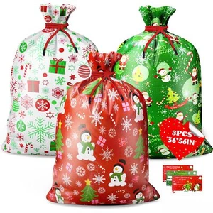 Extra Large Christmas Gift Bags 3pcs Jumbo Gifts Bags with Tag & Tie 36x56inc... - Picture 1 of 7